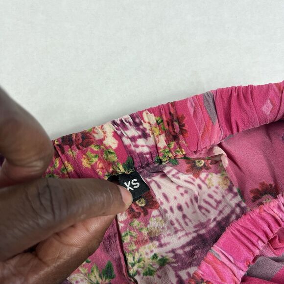 Moda Baronessa Silk Boho Pink Floral Straight Leg Lounge Pants XS Vibrant Resort - Picture 10 of 12